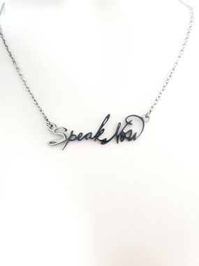 Speak Now Script Necklace in Silver-Tone